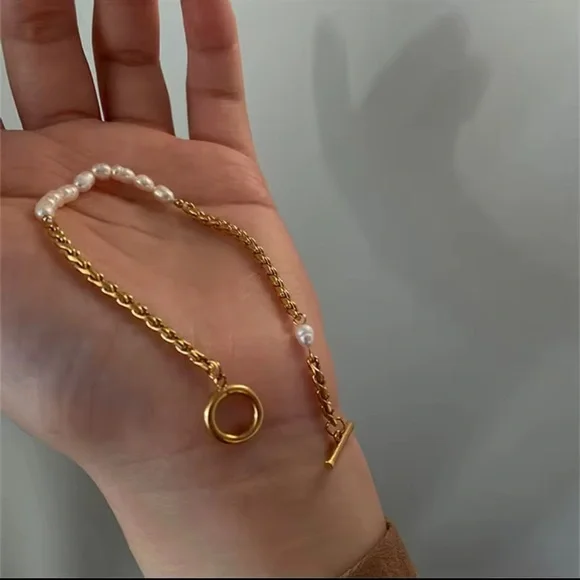 Pearl Vintage Irregular ShapedPearl Bracelet Waterproof Stainless Steel